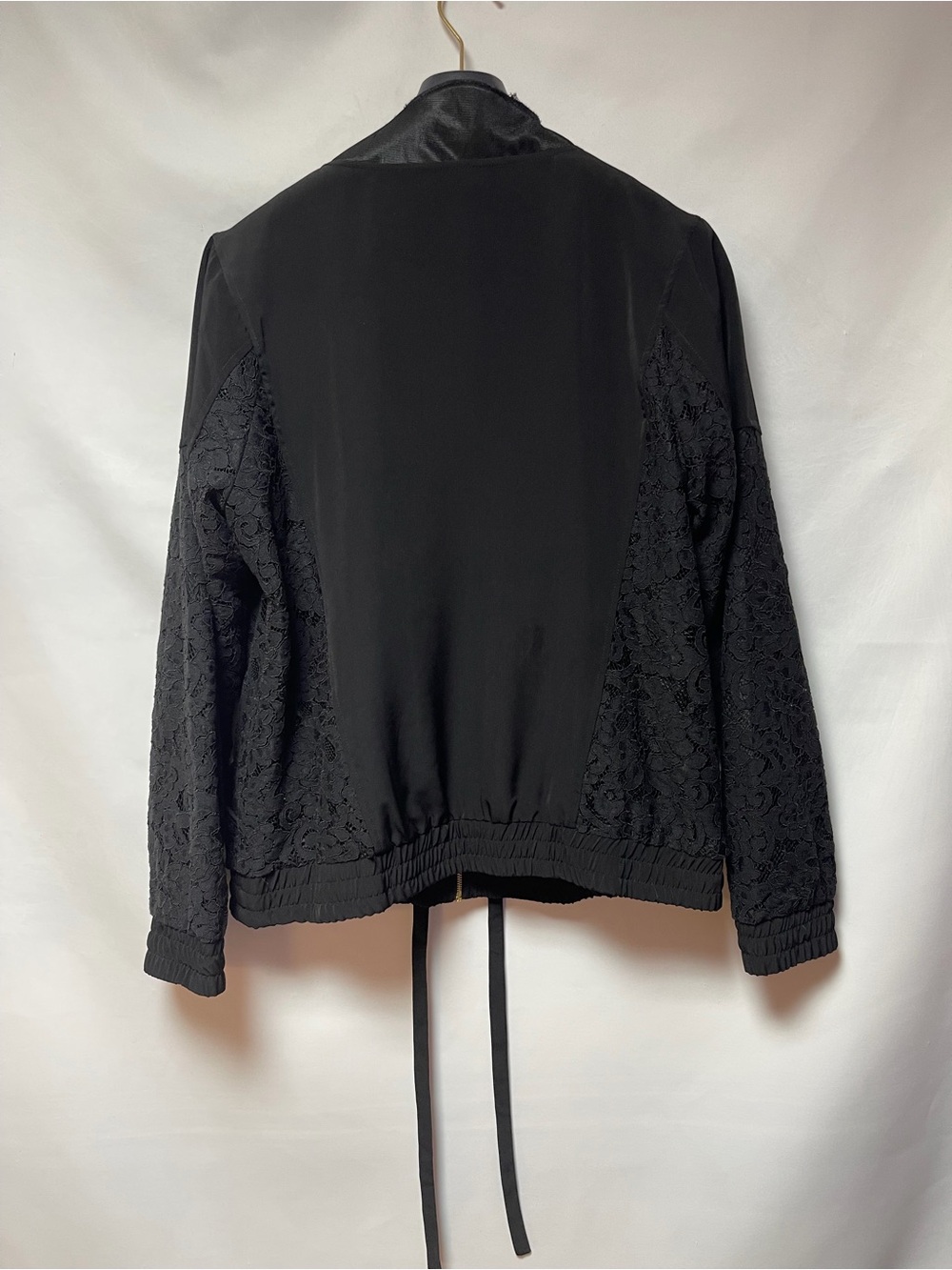 Kensie Black Lace Bomber Jacket with Gold Zip - Picture 4 of 9